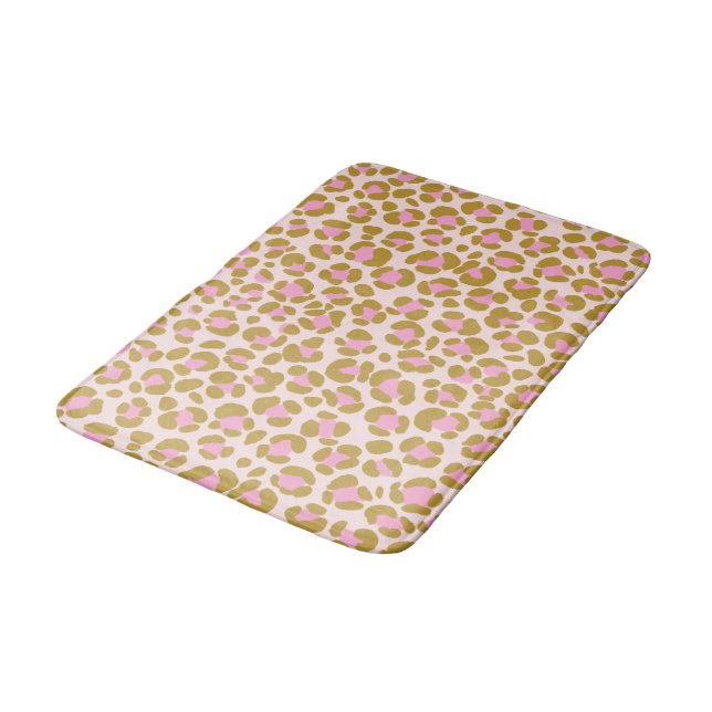 Alfombrilla De Baño Estampado Leopardo Beige Marrón Rosa (Angular)