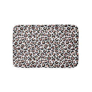 Alfombrilla De Baño Estampado leopardo negro rosa dorado trendy 