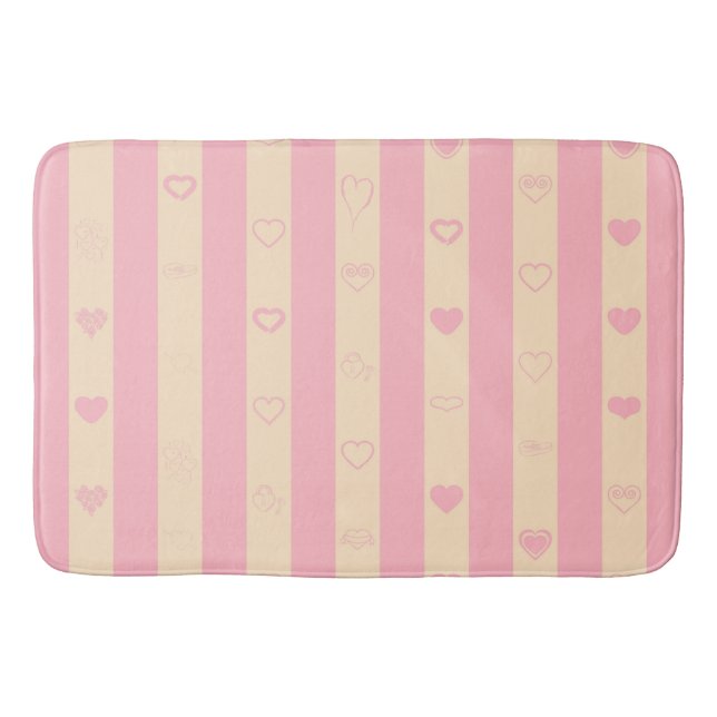 Alfombrilla De Baño Estampado rosa de corazón moderno (Anverso)