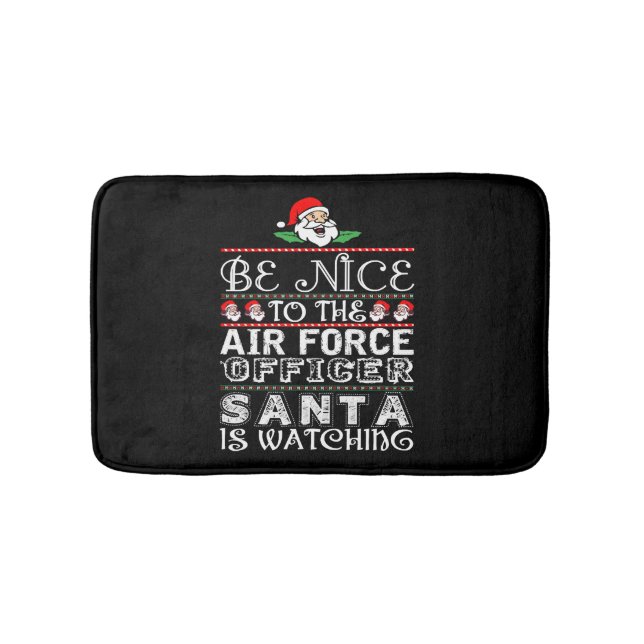 Alfombrilla De Baño Estar Bien Con El Oficial De La Fuerza Aérea Santa (Anverso)