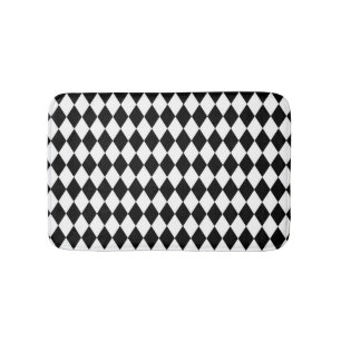 Alfombrilla De Baño Estera de baño blanco y negro del Harlequin