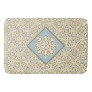 Alfombrilla De Baño Estera de baño con medallones de crema en azul