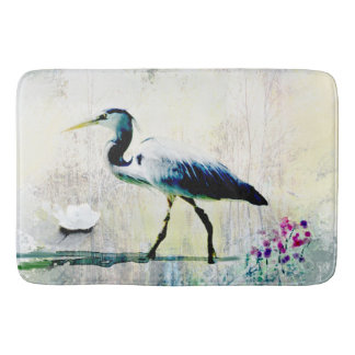 Alfombrilla De Baño Estera de baño de encargo de la garza azul