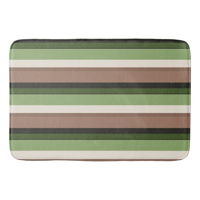 Alfombrilla De Baño Estera de baño de la raya del verde y de Brown (Anverso)