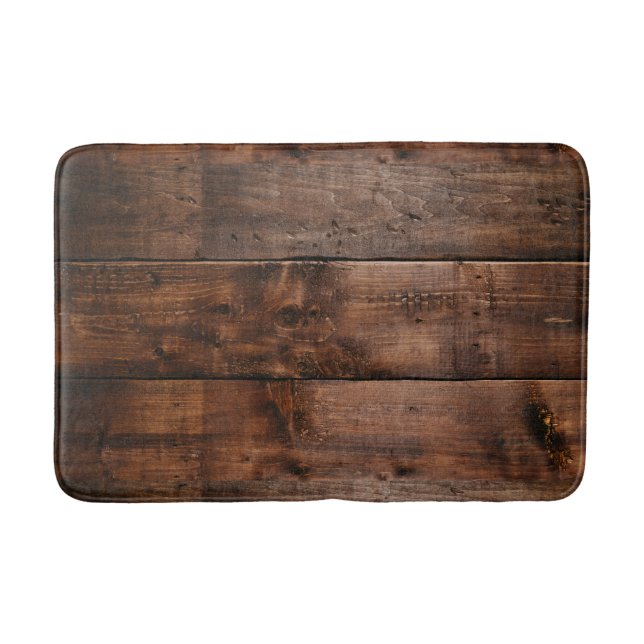 Alfombrilla De Baño Estera de baño de madera oscura rústica (Anverso)