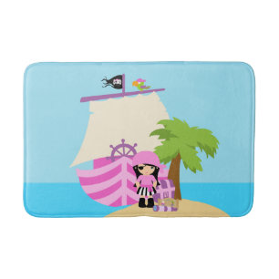 Alfombrilla De Baño Estera de baño del chica del barco pirata