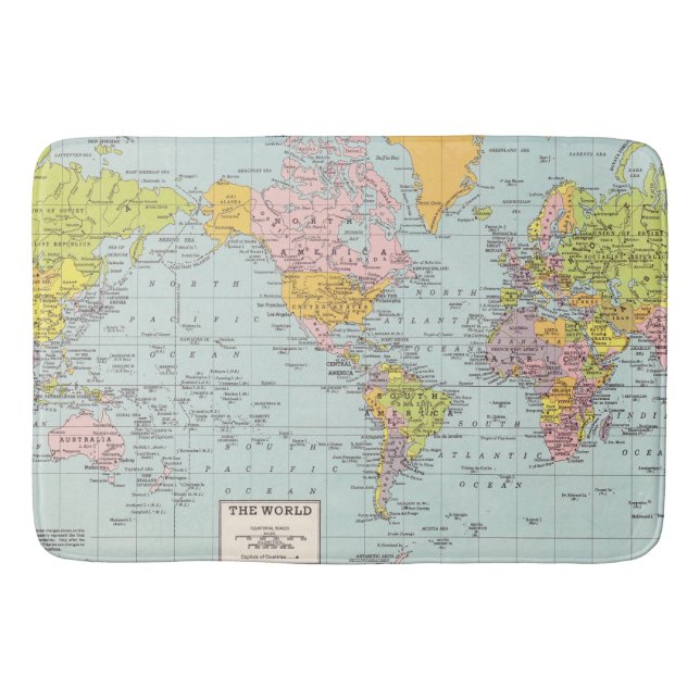 Alfombrilla De Baño Estera de baño del mapa del mundo (Anverso)