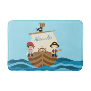 Alfombrilla De Baño Estera de baño del muchacho del barco pirata