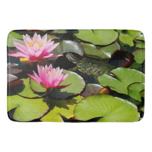 Alfombrilla De Baño Estera de baño floral de la tortuga de Lilypads d