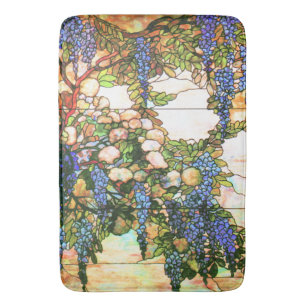 Alfombrilla De Baño Estera de baño floral del vitral de las glicinias
