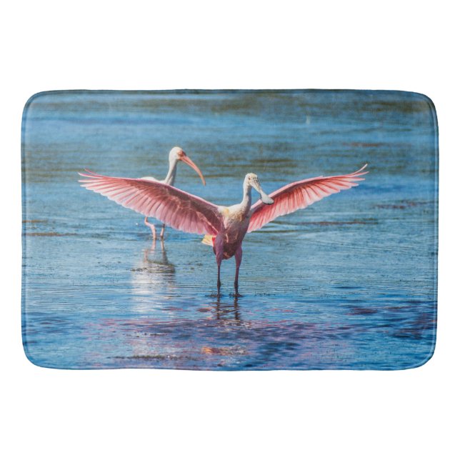 Alfombrilla De Baño Estera de baño grande del Spoonbill rosado (Anverso)
