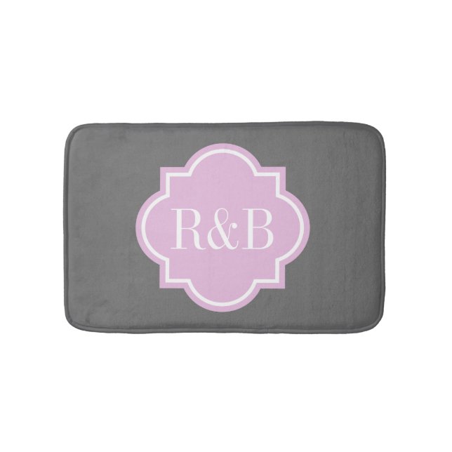 Alfombrilla De Baño Estera de baño gris rosada personalizada del (Anverso)