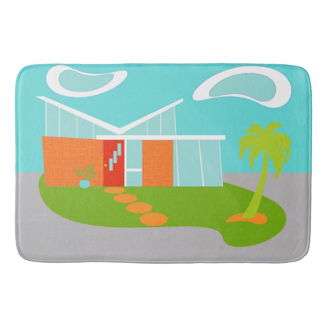 Alfombrilla De Baño Estera de baño moderna de la casa del dibujo (Anverso)