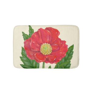Alfombrilla De Baño Estera de baño roja de la amapola