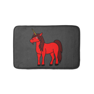 Alfombrilla De Baño Estera de baño roja del unicornio