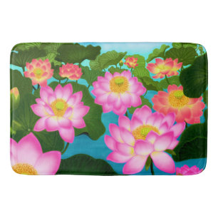 Alfombrilla De Baño Estera de baño rosada del jardín de Lotus