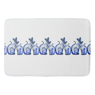 Alfombrilla De Baño Esteras de baño azules de los gatos siameses del