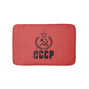 Alfombrilla De Baño Esteras de baño negras comunistas de la bandera