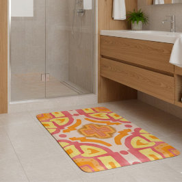 Alfombrilla De Baño Estilo Cruz Geométrico Naranja