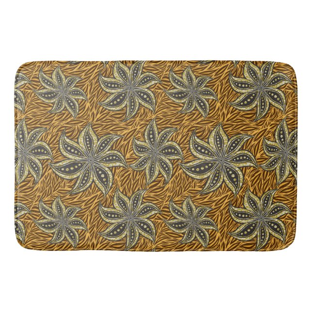 Alfombrilla De Baño Estilo de Batik Floral Resumen Africano (Anverso)