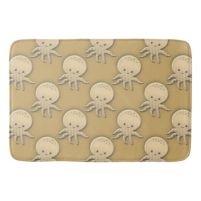 Alfombrilla De Baño Estilo de cosecha Sepia Octopus para bebés (Anverso)