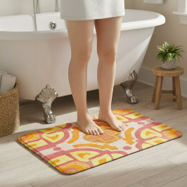 Alfombrilla De Baño Estilo de cruz geométrica naranja