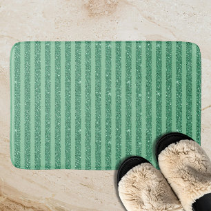 Alfombrilla De Baño Estilo de rayas verticales de brillo verde jade cl