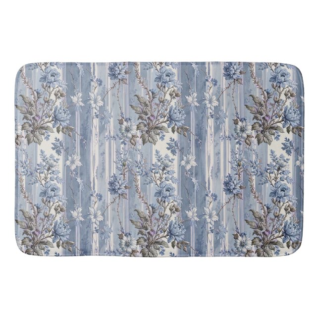 Alfombrilla De Baño Estilo Francés Antiguo Azul y Gris (Anverso)