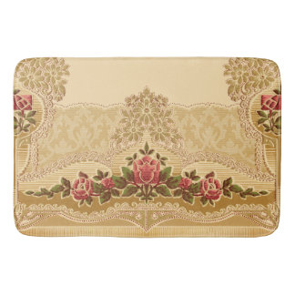Alfombrilla De Baño Estilo Grabado en relieve vintage Gold y floral ro