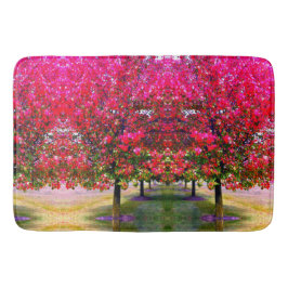 Alfombrilla De Baño Estilo monet rosa Paisaje otoñal, hojas rosadas
