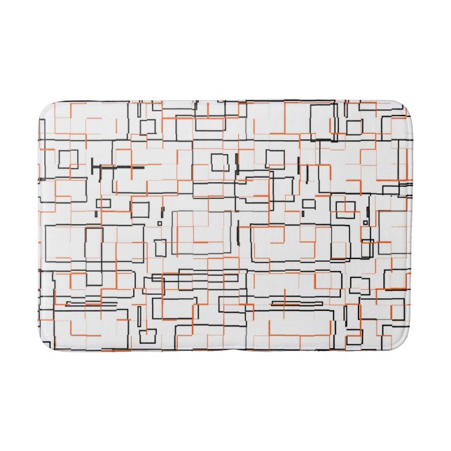 Alfombrilla De Baño Estilo Patrón Naranja Negro (Anverso)