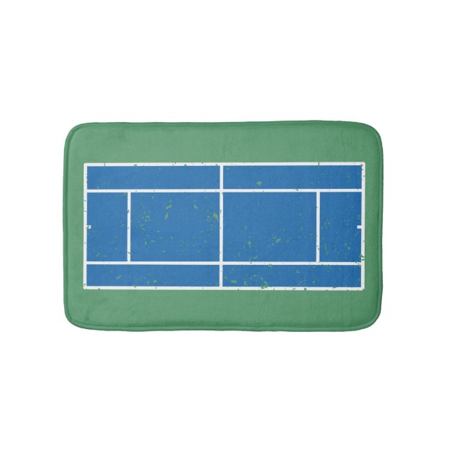Alfombrilla De Baño Estilo perturbado de la pista de tenis azul y verd (Anverso)
