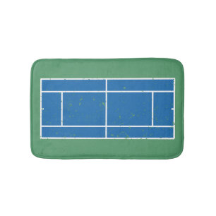 Alfombrilla De Baño Estilo perturbado de pista de tenis azul y verde