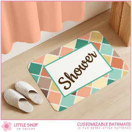 Alfombrilla De Baño Estilo Retro Vintage de Patrón de Diamante Persona