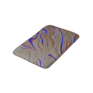 Alfombrilla De Baño Estrechas ondas azules entre capas quemadas de cem