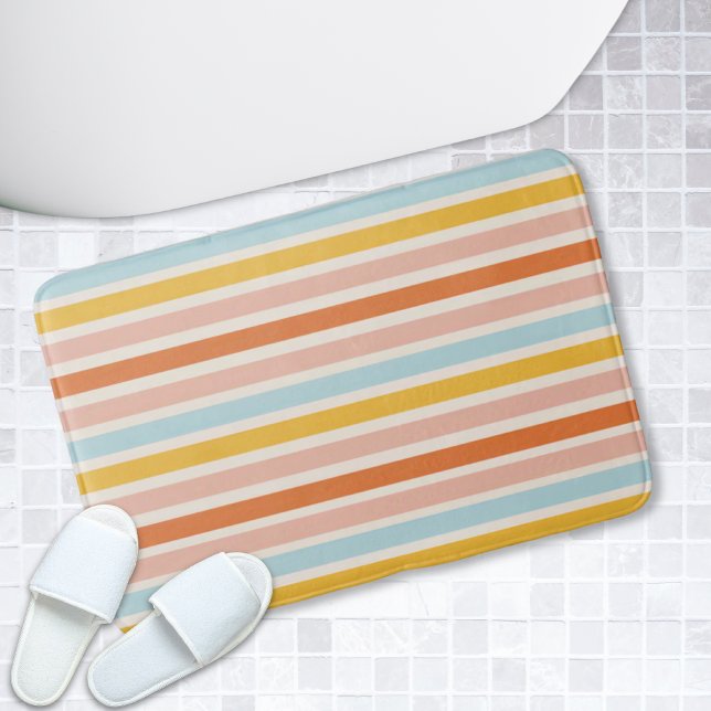 Alfombrilla De Baño Estrella arcoiris rosa azul amarillo azul azul azu (Boho Rainbow Stripe Pink Red Blue Yellow Bath Mat
)