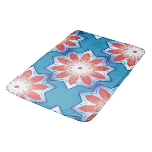 Alfombrilla De Baño Estrella azul roja diez de Stube caleidoscopio en