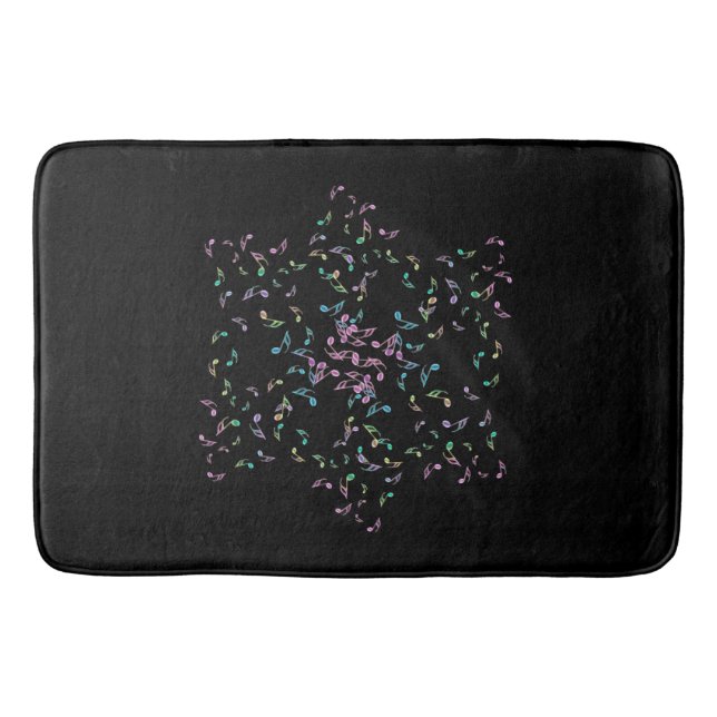 Alfombrilla De Baño Estrella de las notas de la música en negro (Anverso)