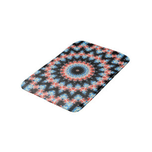 Alfombrilla De Baño Estrella de Mandala negra, azul y roja