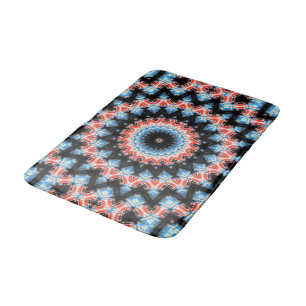 Alfombrilla De Baño Estrella de Mandala negra, azul y roja