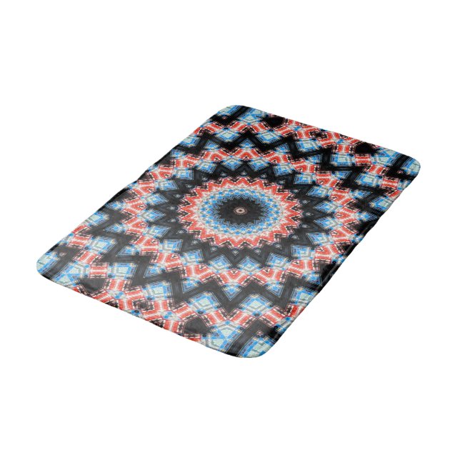 Alfombrilla De Baño Estrella de Mandala negra, azul y rojo (Angular)