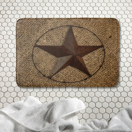 Alfombrilla De Baño Estrella de Texas Rústica Burlap Primitiva del Paí