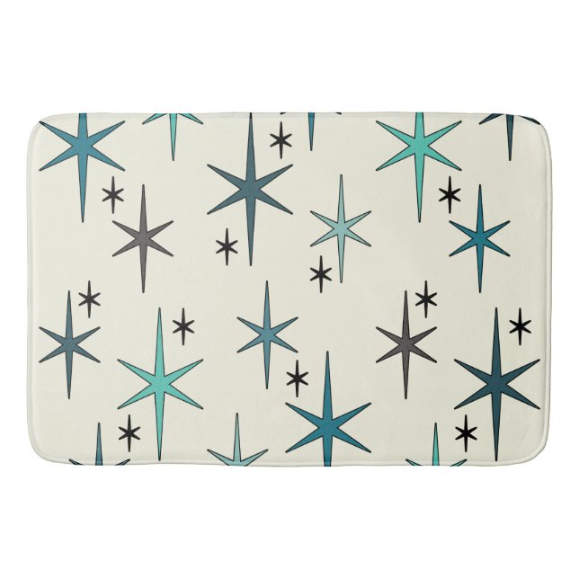 Alfombrilla De Baño Estrella moderna de Mid Century Sky Turquoise (Anverso)