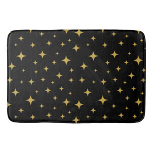 Alfombrilla De Baño Estrellas doradas de baño negro