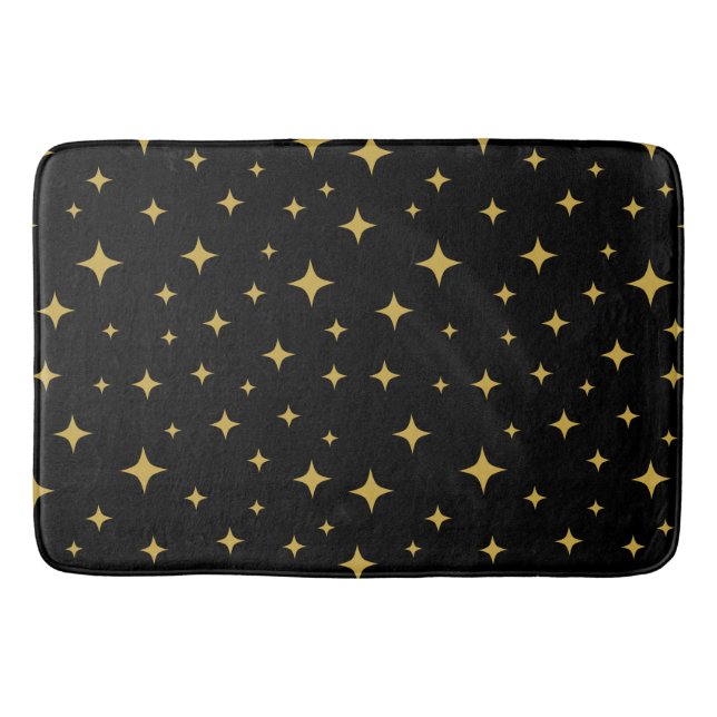 Alfombrilla De Baño Estrellas doradas de baño negro (Anverso)