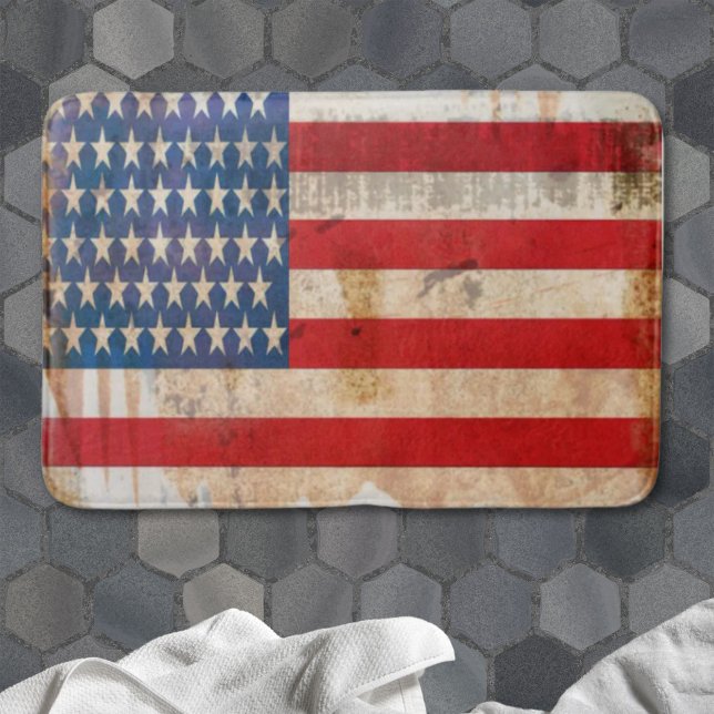 Alfombrilla De Baño Estrellas patrióticas antiguas Estrellas de Estado (Vintage Patriotic Stars Stripes USA American flag Bath Mat)