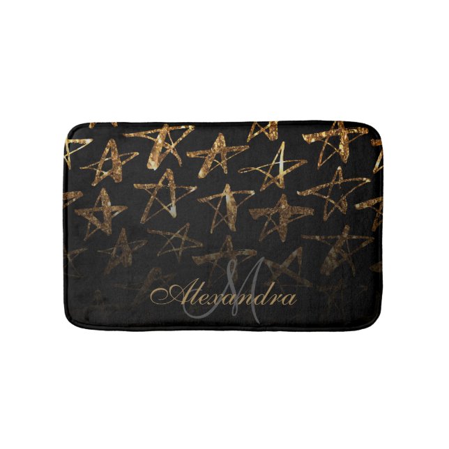 Alfombrilla De Baño Estrellas Purpurinas doradas (Anverso)