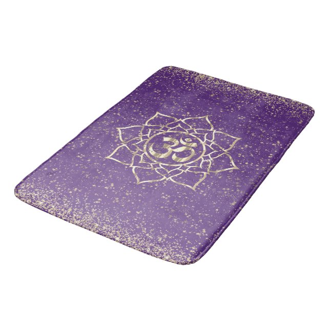 Alfombrilla De Baño Estrellas Purpurinoso Om Mandala en morado (Angular)