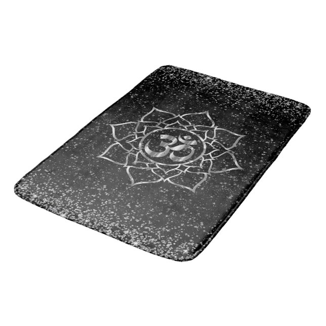 Alfombrilla De Baño Estrellas Purpurinoso OM Mandala en negro (Angular)