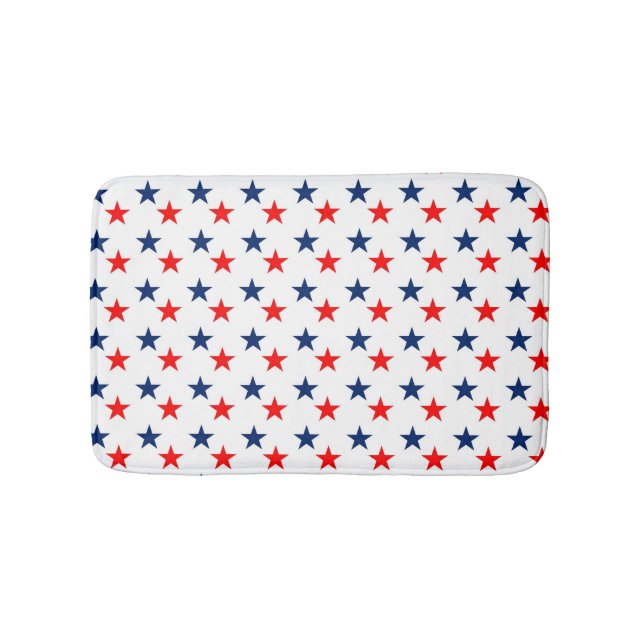 Alfombrilla De Baño Estrellas rojas y azules patrióticas (Anverso)